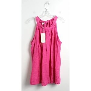 NWT Bellambra made in Italy 100% linen top Barbie pink 3X plus size new coastal